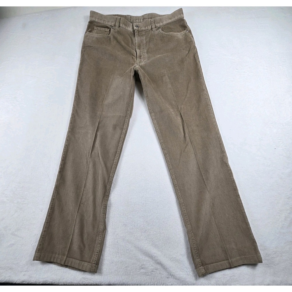 Bullock & Jones Corduroy Pants Brown Mens 36x32 Straight Leg Flat Front Chino